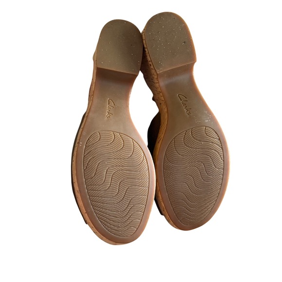 Clarks Maritsa Nila Wedge Women's Sandals Khaki‎ Leather Platform Heels Size 9 - Picture 10 of 10